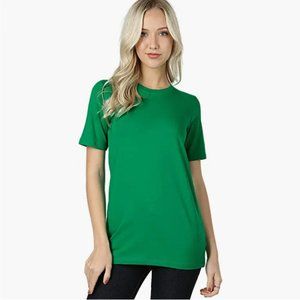 Women's Cotton Crew Neck Tee in Kelly Green, Medium